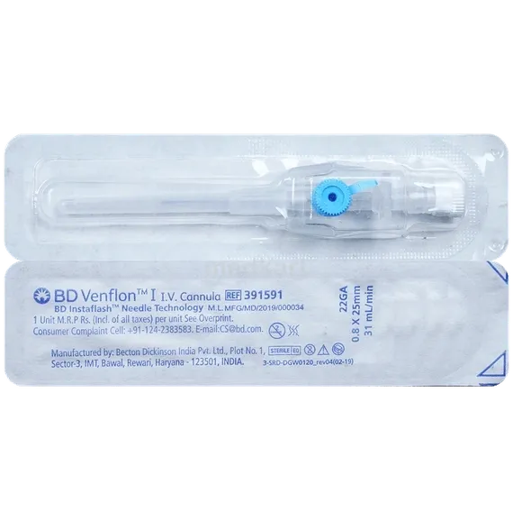bd venflon iv cannula 22g